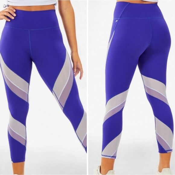 Fabletics Blue High Waisted Mesh Powerhold Leggings Size XXL - Picture 1 of 12